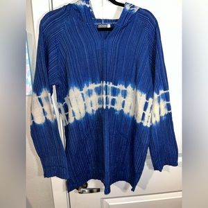 Earthbound Trading Co Navy Blue White Pullover Hoodie Hooded Tie Dye Size Medium